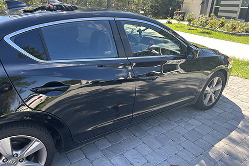 Black Car After Receiving Auto Glass Repair Services in Riverview FL