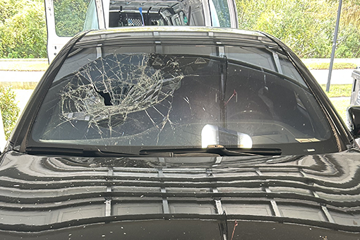 Mercedes With Shattered Windshield To Be Repaired by Auto Glass Repair Company Near Polk County FL